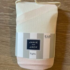 Janie and Jack Soft Pink and Cream Tights
